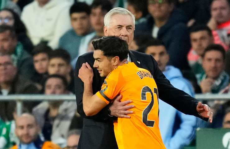 Carlo Ancelotti insieme a Brahim Diaz